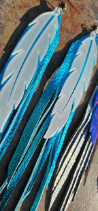 3D Printed Feather Leather Fringe Earrings Made in America - Qu!rk Boutique