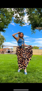 Baha Ranch Retro Pop Western Leopard Print Maxi Prairie Skirt - Qu!rk Boutique
