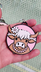 3d Western Cowgirl Cowboy Highland Cow Theme - Necklace, Purse Charm, Earrings, Keychain, Magnet - Qu!rk Boutique