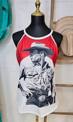 Baha Ranch Black White Cowboy Vintage Tank Top - Qu!rk Boutique