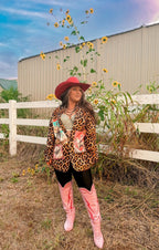 Baha Ranch Retro Pop Western Wild West Leopard Blazer - Qu!rk Boutique