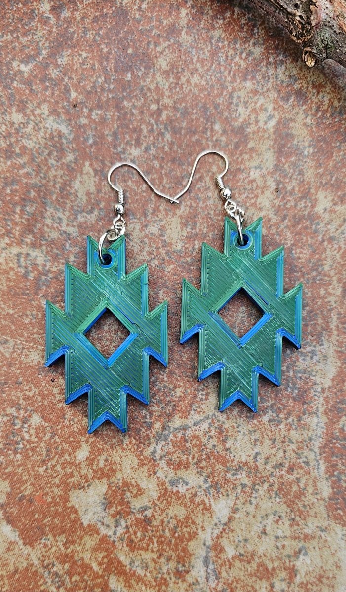 3D Print Southwestern Aztec Boho Earrings Choice of Colors Made in America - Qu!rk Boutique