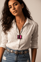 3D Print Picture Necklace on Deerskin Leather Western Cowboy Horse Hat Boot Made in America - Qu!rk Boutique