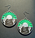 Baha Ranch 3D Print Silver Silk western Earrings Choice of styles Made in America - Qu!rk Boutique