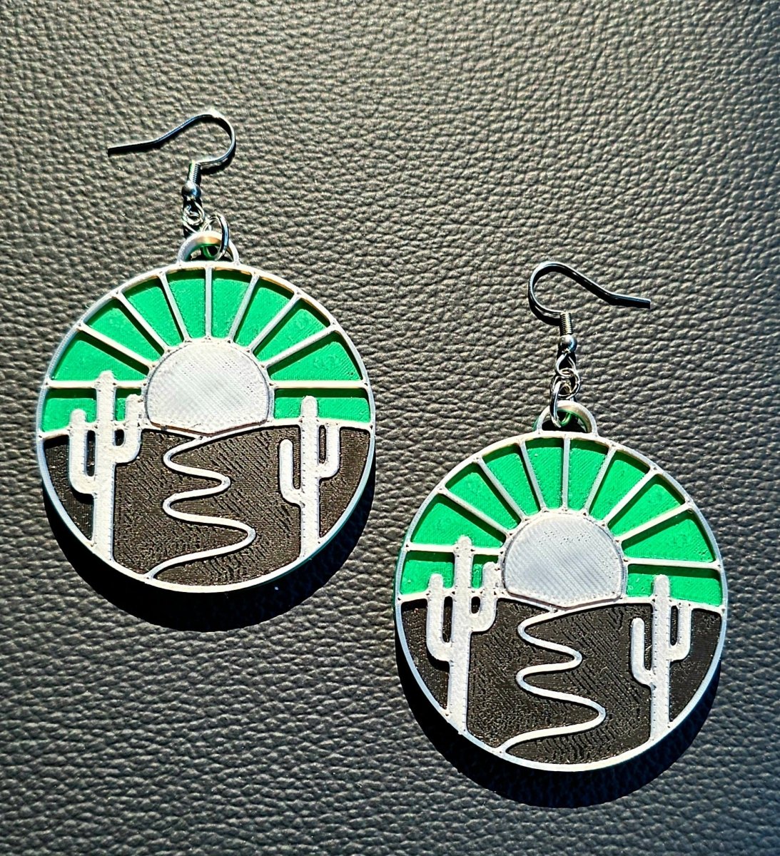Baha Ranch 3D Print Silver Silk western Earrings Choice of styles Made in America - Qu!rk Boutique