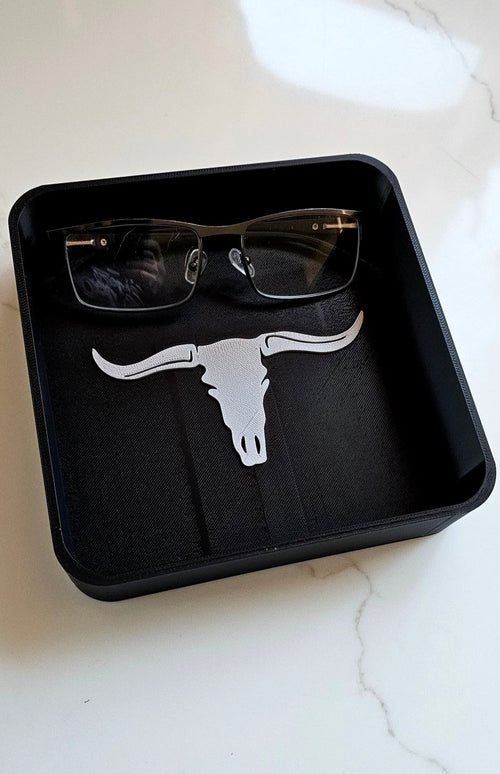 Baha Ranch 3d Print Western Longhorn Cowboy Cowgirl Accessory Tooled Tray - Qu!rk Boutique