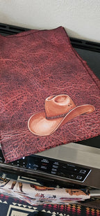 Monogrammed Initial Western Leather Look Saddle Longhorn Cowboy Cowgirl Kitchen Dish Towels Made in America - Qu!rk Boutique