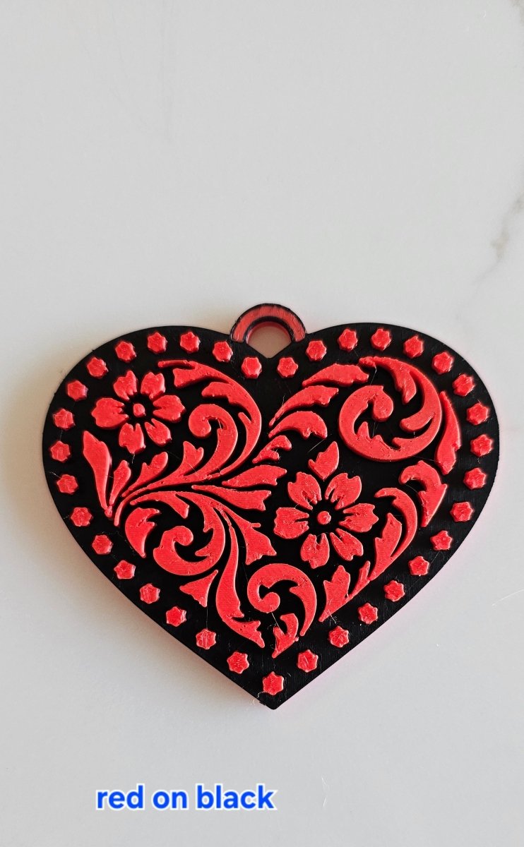 3d Printed Tooled Cowboy Cowgirl Heart Keychain or Purse Charm - Qu!rk Boutique