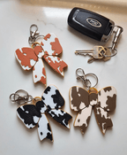 3d Print Puffy Bow Trend Keychain Fringe Cow Print Western Made in America - Qu!rk Boutique