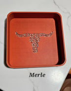 Baha Ranch 3d Print Western Longhorn Cowboy Cowgirl Accessory Tooled Tray - Qu!rk Boutique