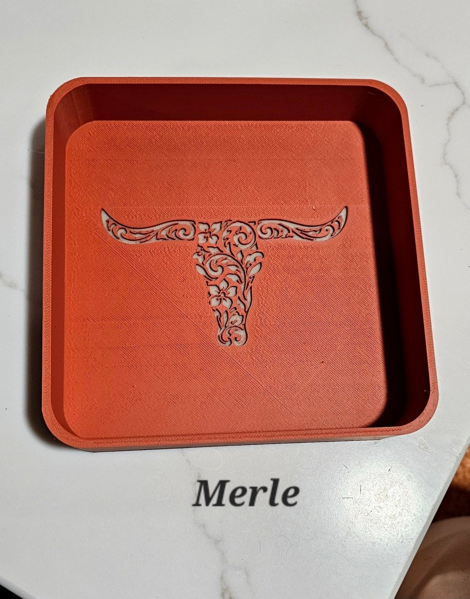 Baha Ranch 3d Print Western Longhorn Cowboy Cowgirl Accessory Tooled Tray - Qu!rk Boutique