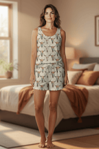 Colored Skulls Pajama Lounge Tank Shorts Set Made in America - Qu!rk Boutique