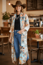 Colores de Mexico Pictures of the Southwest Button-Up Long Sleeve Shirt Dress Duster - Qu!rk Boutique