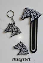 Baha Ranch Year of the Horse Tooled 3d Print Bookmark Keychain Hatpin Magnet Purse Charm Made in America - Qu!rk Boutique