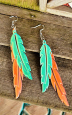 3D Print Double Feather Boho Earrings Made in America - Qu!rk Boutique