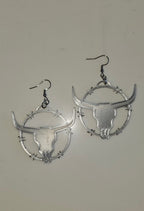 3D Print Longhorn Texas Ranch Western Barbwire Lightweight Earrings Made in America - Qu!rk Boutique