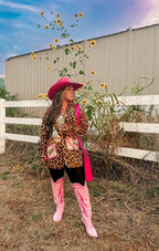 Baha Ranch Retro Pop Western Wild West Leopard Blazer - Qu!rk Boutique