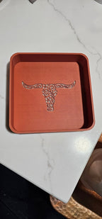 Baha Ranch 3d Print Western Longhorn Cowboy Cowgirl Accessory Tooled Tray - Qu!rk Boutique