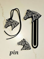 Baha Ranch Year of the Horse Tooled 3d Print Bookmark Keychain Hatpin Magnet Purse Charm Made in America - Qu!rk Boutique