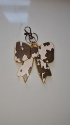 3d Print Puffy Bow Trend Keychain Fringe Cow Print Western Made in America - Qu!rk Boutique