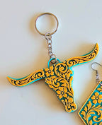 3d Print Tooled Longhorn Keychain or Purse Charm Ornament - Made in America - choice of colors - Qu!rk Boutique