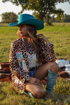 Baha Ranch Retro Pop Western Wild West Leopard Blazer - Qu!rk Boutique