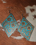 3D Print Western Tooled Floral Earrings Made in America Choice of Colors - Qu!rk Boutique