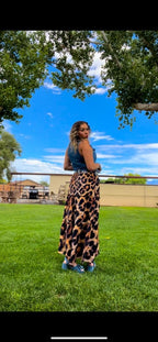 Baha Ranch Retro Pop Western Leopard Print Maxi Prairie Skirt - Qu!rk Boutique