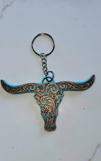 3d Print Tooled Longhorn Keychain or Purse Charm Ornament - Made in America - choice of colors - Qu!rk Boutique