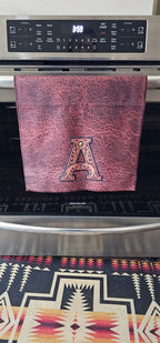 Monogrammed Initial Western Leather Look Saddle Longhorn Cowboy Cowgirl Kitchen Dish Towels Made in America - Qu!rk Boutique