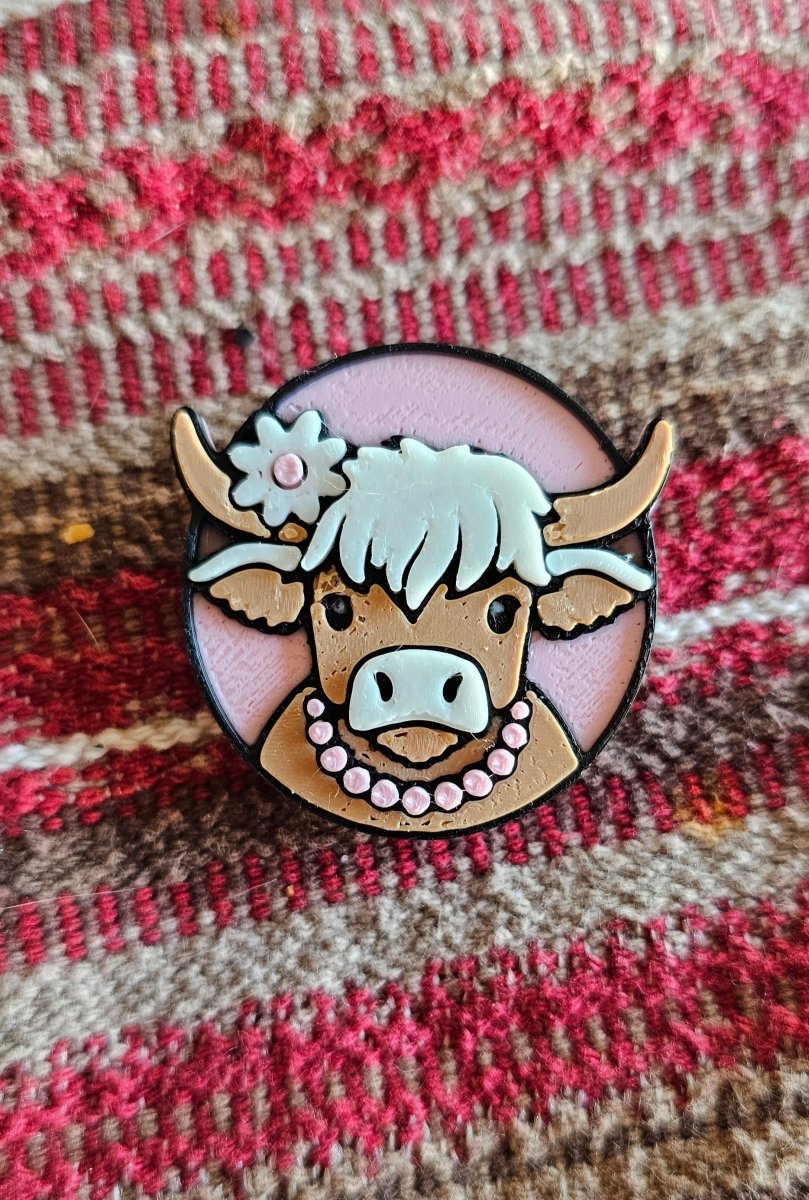 3d Western Cowgirl Cowboy Highland Cow Theme - Necklace, Purse Charm, Earrings, Keychain, Magnet - Qu!rk Boutique