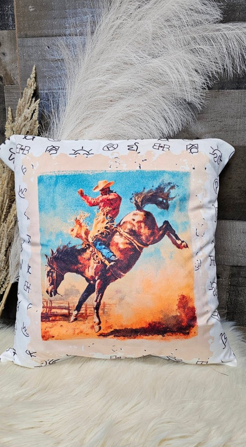 Baha Ranch Stamped Rodeo 2 Velvety Soft Pillow Case Made in America - Qu!rk Boutique
