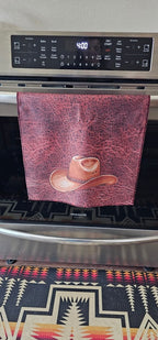 Monogrammed Initial Western Leather Look Saddle Longhorn Cowboy Cowgirl Kitchen Dish Towels Made in America - Qu!rk Boutique