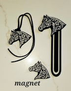 Baha Ranch Year of the Horse Tooled 3d Print Bookmark Keychain Hatpin Magnet Purse Charm Made in America - Qu!rk Boutique