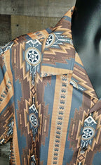 Baha Ranch Mocha Aztec Hawaiian Shirt Made in America - Qu!rk Boutique