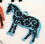 Baha Ranch 3D Print Floral Tooled Horse Charm or Keychain Made in America - Qu!rk Boutique