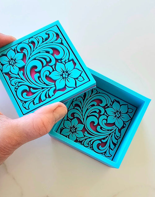 Baha Ranch 3D Tooled Gift Box - choice of colors and sizes - Qu!rk Boutique