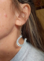 3D Print Western Silver Horseshoe Earrings Made in America - Qu!rk Boutique