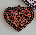 3d Printed Tooled Cowboy Cowgirl Heart Keychain or Purse Charm - Qu!rk Boutique