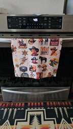 Vintage Cowboy Set of 4 Kitchen Dish Towels Made in America - Qu!rk Boutique