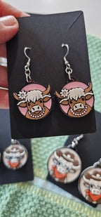 3d Western Cowgirl Cowboy Highland Cow Theme - Necklace, Purse Charm, Earrings, Keychain, Magnet - Qu!rk Boutique