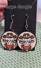 3d Western Cowgirl Cowboy Highland Cow Theme - Necklace, Purse Charm, Earrings, Keychain, Magnet - Qu!rk Boutique