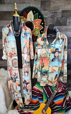 Colores de Mexico Pictures of the Southwest Button-Up Long Sleeve Shirt Dress Duster - Qu!rk Boutique