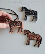 Baha Ranch 3D Print Floral Tooled Horse Charm or Keychain Made in America - Qu!rk Boutique