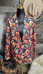 Baha Ranch Colores De Mexico Roses & Guitars Floral Blazer - Qu!rk Boutique