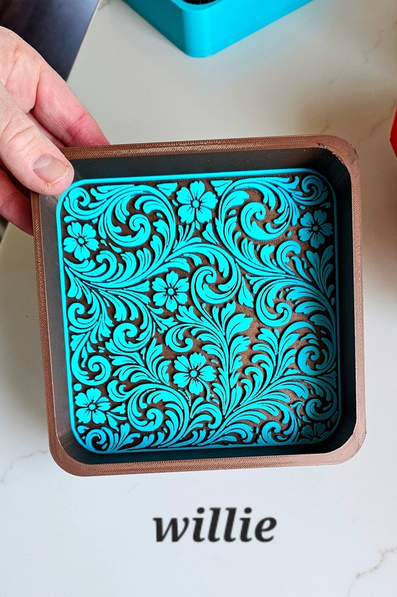 Baha Ranch 3d Print Western Longhorn Cowboy Cowgirl Accessory Tooled Tray - Qu!rk Boutique