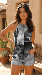 Baha Ranch Black White Desert Tank Top - Qu!rk Boutique