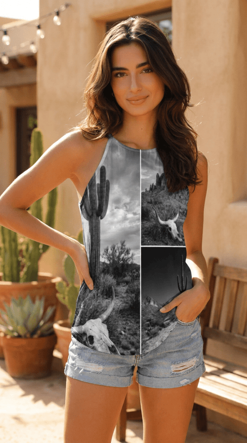 Baha Ranch Black White Desert Tank Top - Qu!rk Boutique