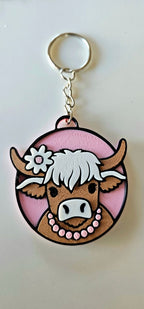 3d Western Cowgirl Cowboy Highland Cow Theme - Necklace, Purse Charm, Earrings, Keychain, Magnet - Qu!rk Boutique