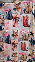 Danilo Painted Cowgirl Collage Throw Blanket 60" x 80 Made in America - Qu!rk Boutique
